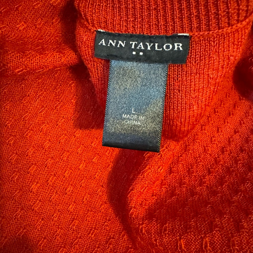 ANN TAYLOR   BURNT ORANGE  MERINO WOLL BLEND LIGHTWEIGHT SWEATER   LARGE  #A - Picture 8 of 8
